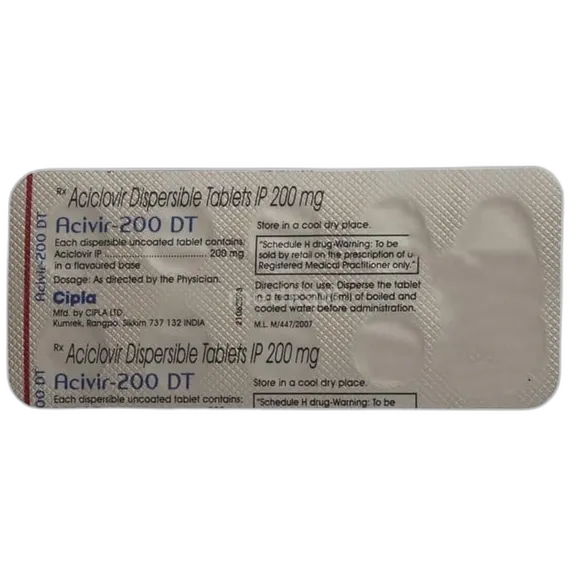 acivir 200dt tablet 10's